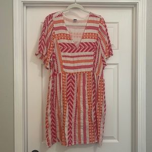 Hot pink and orange dress w Pockets